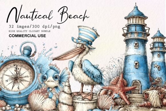 Download Whimsical Nautical Bech PNG Clipart Set - Clipart set Collection