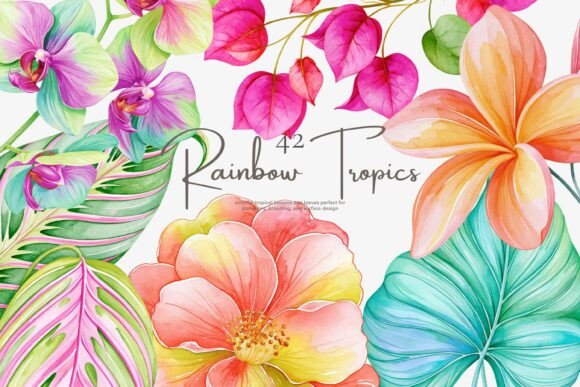 Download Tropical Flower Clipart Set - Clipart set Collection