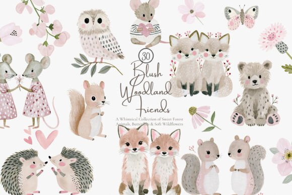 Download Oodland Animal Watercolor Clipart Set - Clipart set Collection