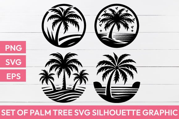 Download Set of Palm Tree Svg Silhouette Graphic - Premium Bundle