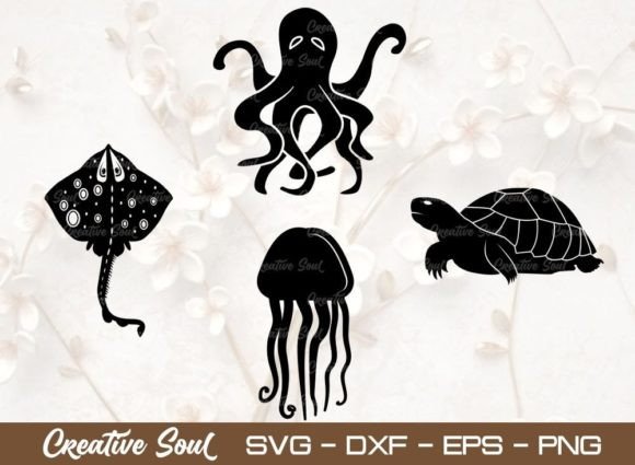 Download Sea Animal Silhouette SVG Bundle Cut - Animal silhouette svg Collection