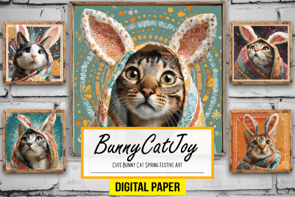 Download Cute Bunny Cat Spring Festive Art Design - Festive art Collection
