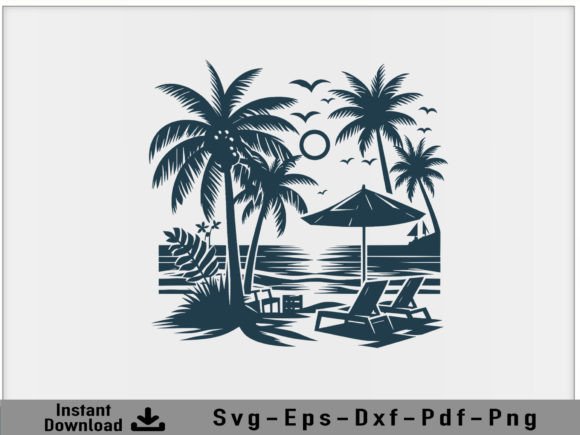 Download Beach Scene Svg Vector, Palm Tree Svg - Premium Resources