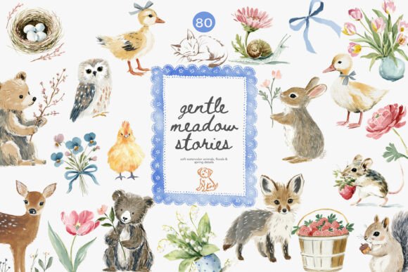Download Watercolor Spring Nursery Clipart Set - Clipart set Collection