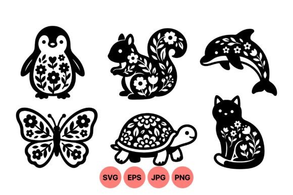 Download Floral Animal Silhouette SVG Art - Animal silhouette svg Collection