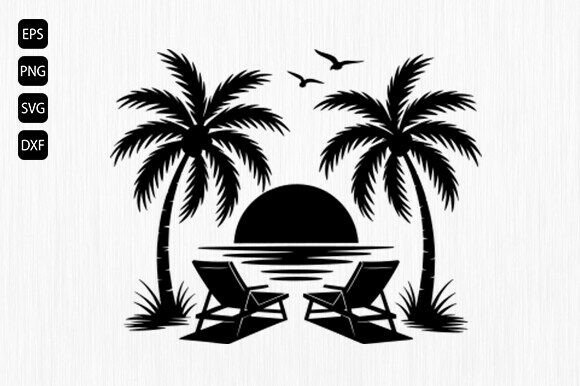 Download Palm Tree Svg, Sunset Beach Scene Svg - Palm tree svg Collection