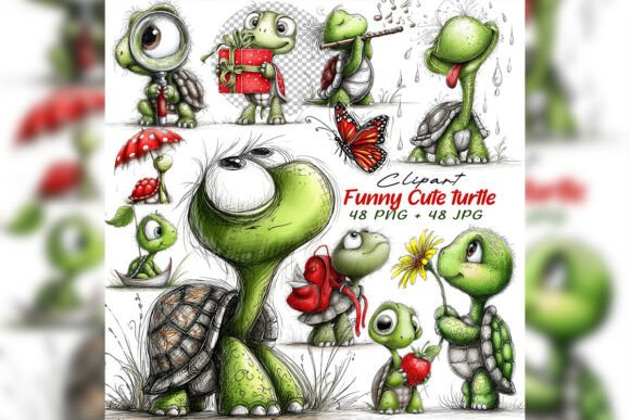 Download Whimsical Turtle Clipart Set - Clipart set Collection