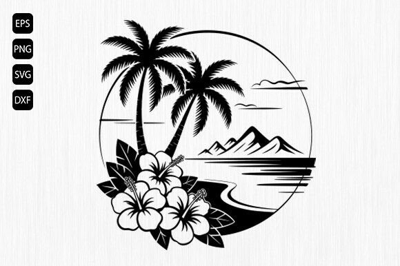 Download Palm Tree Svg, Sunset Beach Scene Svg - Premium Resources