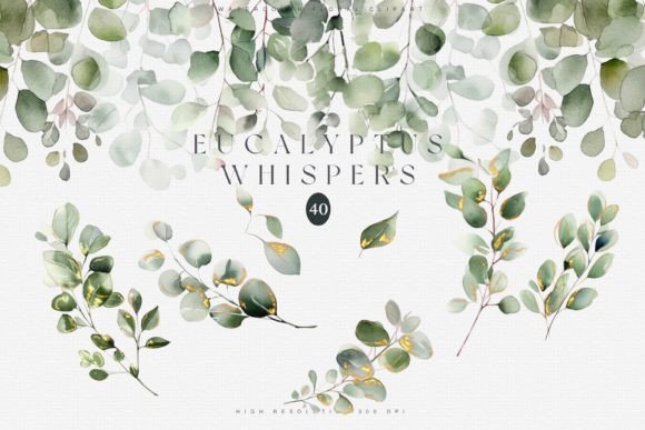 Download Watercolor Eucalyptus Clipart Set - Clipart set Collection