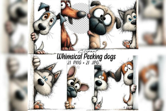 Download Whimsical Peeking Dog Clipart Set - Clipart set Collection