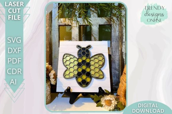 Download Bee Hexagon Shiplap Sign Glowforge Svg - Glowforge svg Collection