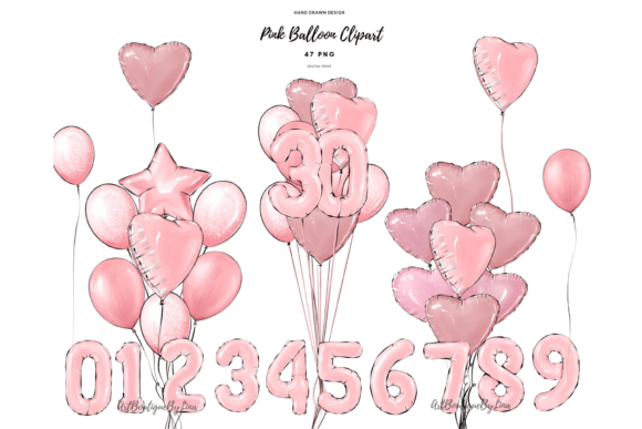 Download Pink Balloon Clipart Set: Hearts - Clipart set Collection